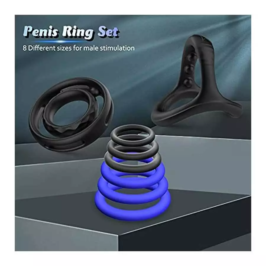 Penis Rings Set with 8 Different Size, Cock Rings for Erection Enhancing, Cook Rings for Men Erection Sex, Longer Lasting Strong