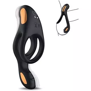 Vibrating Cock Ring with Clitoral Vibrator,10 Vibration Modes Penis Ring for Men, Medical Silicone Waterproof Sex Toys for Adult