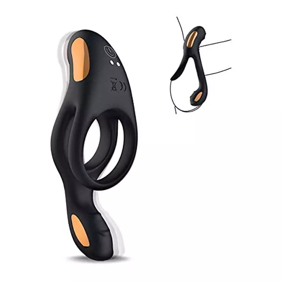 Vibrating Cock Ring with Clitoral Vibrator,10 Vibration Modes Penis Ring for Men, Medical Silicone Waterproof Sex Toys for Adult