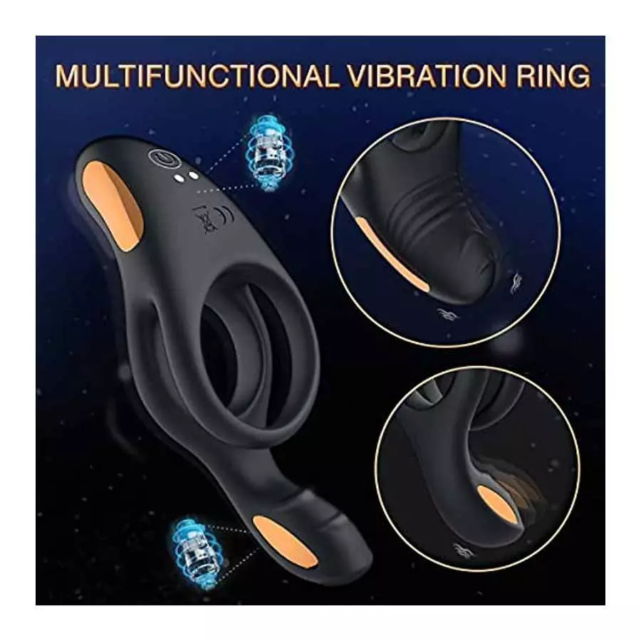 Vibrating Cock Ring with Clitoral Vibrator,10 Vibration Modes Penis Ring for Men, Medical Silicone Waterproof Sex Toys for Adult