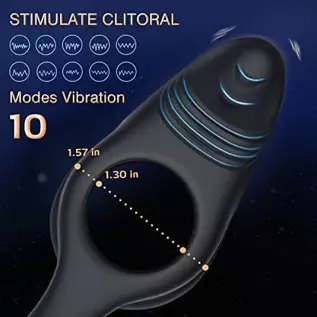 Vibrating Cock Ring with Clitoral Vibrator,10 Vibration Modes Penis Ring for Men, Medical Silicone Waterproof Sex Toys for Adult