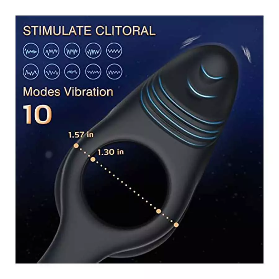Vibrating Cock Ring with Clitoral Vibrator,10 Vibration Modes Penis Ring for Men, Medical Silicone Waterproof Sex Toys for Adult