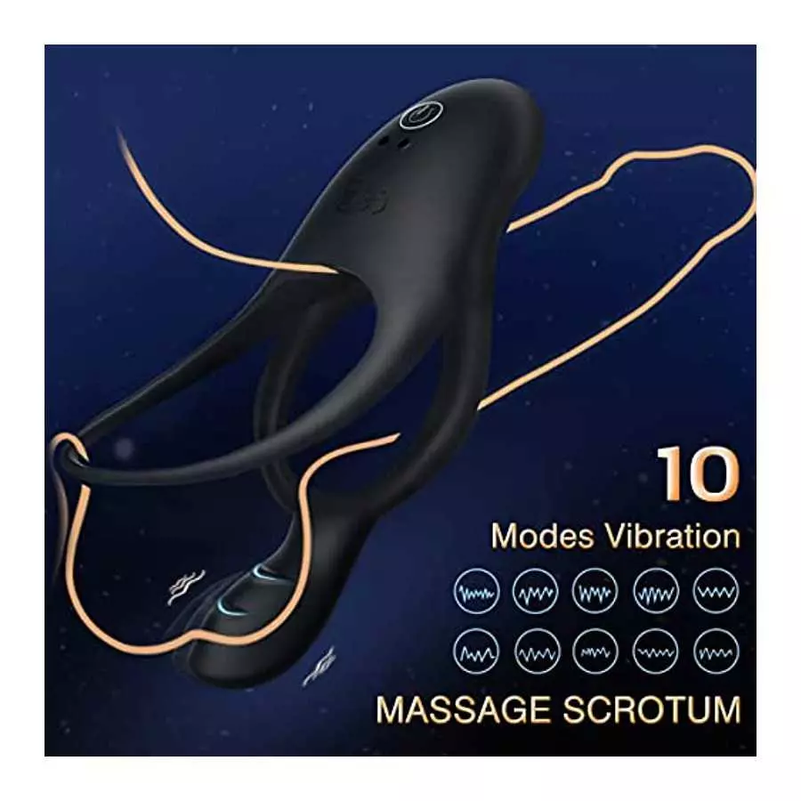 Vibrating Cock Ring with Clitoral Vibrator,10 Vibration Modes Penis Ring for Men, Medical Silicone Waterproof Sex Toys for Adult