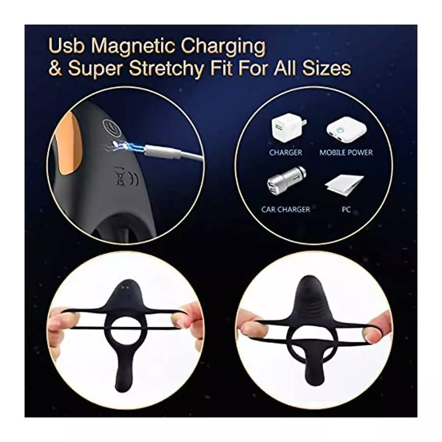 Vibrating Cock Ring with Clitoral Vibrator,10 Vibration Modes Penis Ring for Men, Medical Silicone Waterproof Sex Toys for Adult