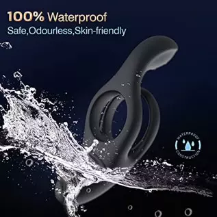 Vibrating Cock Ring with Clitoral Vibrator,10 Vibration Modes Penis Ring for Men, Medical Silicone Waterproof Sex Toys for Adult