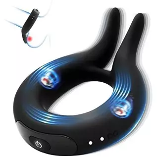 Vibrating Cock Ring,Lilecemie Penis Rings with 10 Vibration Modes,Rabbit Design Silicone Stretchy Couple Vibrator Erection Pleas