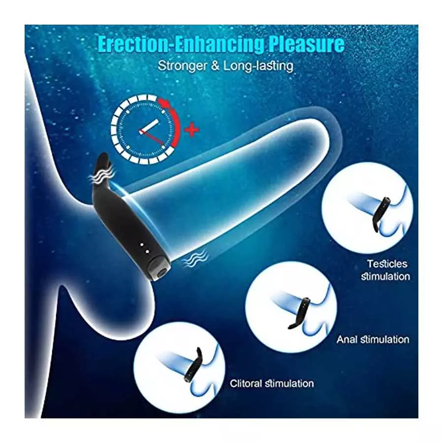 Vibrating Cock Ring,Lilecemie Penis Rings with 10 Vibration Modes,Rabbit Design Silicone Stretchy Couple Vibrator Erection Pleas