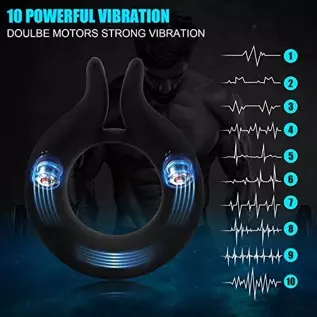 Vibrating Cock Ring,Lilecemie Penis Rings with 10 Vibration Modes,Rabbit Design Silicone Stretchy Couple Vibrator Erection Pleas