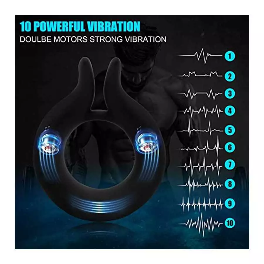 Vibrating Cock Ring,Lilecemie Penis Rings with 10 Vibration Modes,Rabbit Design Silicone Stretchy Couple Vibrator Erection Pleas