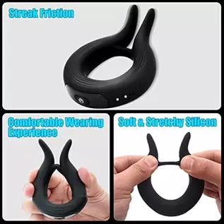 Vibrating Cock Ring,Lilecemie Penis Rings with 10 Vibration Modes,Rabbit Design Silicone Stretchy Couple Vibrator Erection Pleas