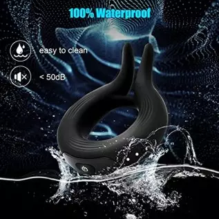 Vibrating Cock Ring,Lilecemie Penis Rings with 10 Vibration Modes,Rabbit Design Silicone Stretchy Couple Vibrator Erection Pleas