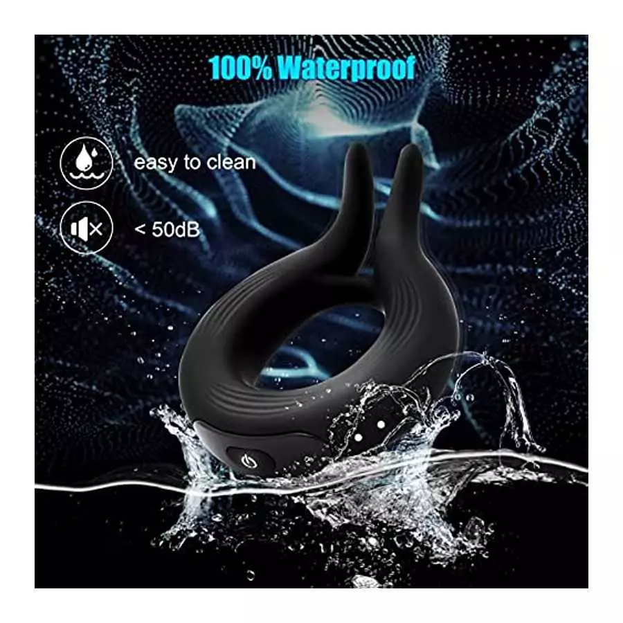 Vibrating Cock Ring,Lilecemie Penis Rings with 10 Vibration Modes,Rabbit Design Silicone Stretchy Couple Vibrator Erection Pleas