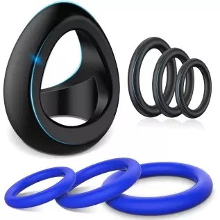 Tri-Spot Cock Ring - All-Around Flexible Silicone Penis Ring Maintain Thick, Enhancing Erection, Stretchy Divide Cock & Ball Rin