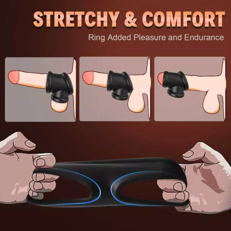 Tri-Spot Cock Ring - All-Around Flexible Silicone Penis Ring Maintain Thick, Enhancing Erection, Stretchy Divide Cock & Ball Rin