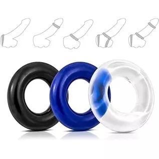 3 PCS Silicone Cock Rings for Longer Harder Stronger Erections, 3 Colors Penis Ring for Men, Soft and Waterproof, Better Sex Ere