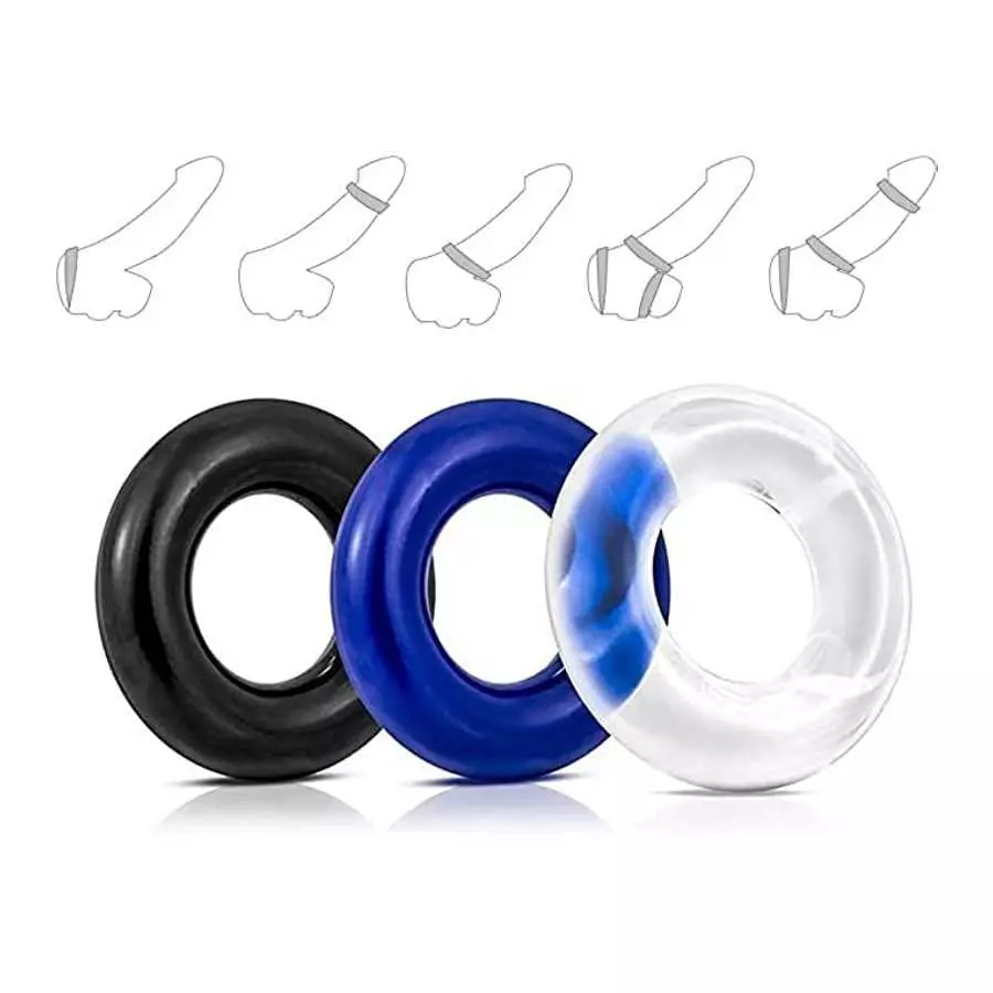3 PCS Silicone Cock Rings for Longer Harder Stronger Erections, 3 Colors Penis Ring for Men, Soft and Waterproof, Better Sex Ere
