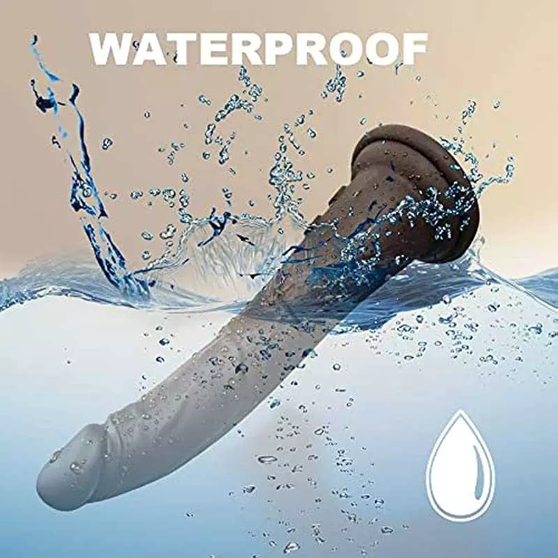 G Spot Vibrator Realistic Dildo Waterproof 8.2 Inch Silicone Black Sex Toy for Her, 7 Vibrating Modes Soft Discreet Quiet Penis 