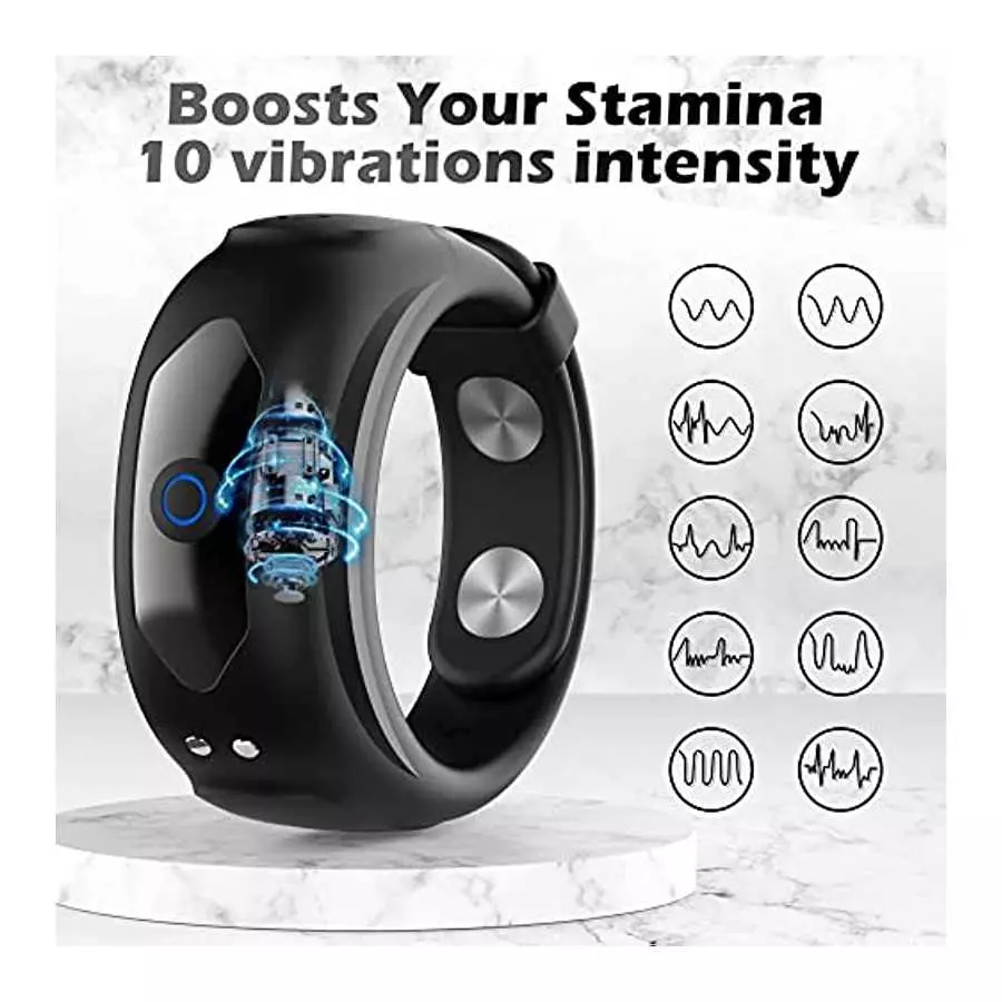 DANKIS Penis Ring with Adjustable Buckle, Men's Vibrators with 10 Vibration Modes, Watch Design Penis Rings Rechargeable Mens Vi