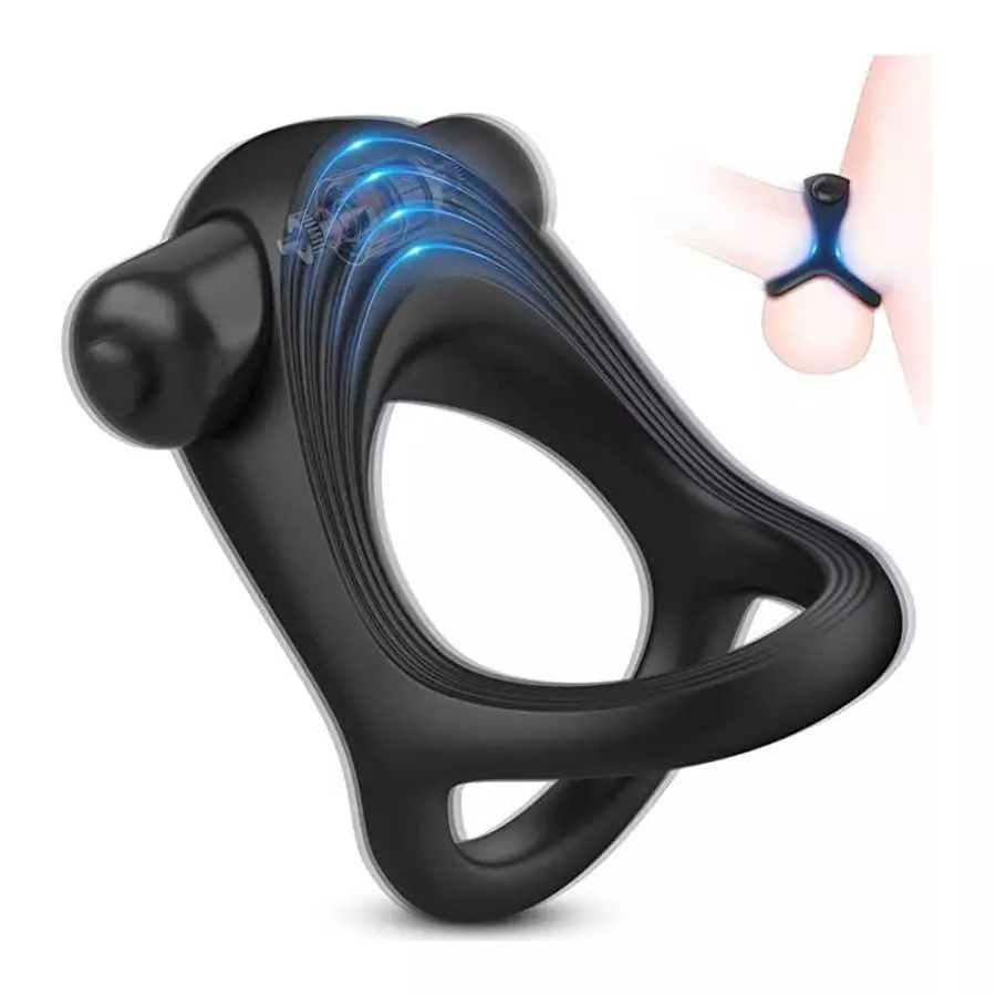 Vibrating Cock Ring Bullet Vibrator, Silicone Penis Ring with Single Vibration, Triangular Stretchy Mens Vibrator for Longer Har Vibrating Cock Ring Bullet Vibrator, Silicone Penis Ring with Single Vibration, Triangular Stretchy Mens Vibrator for Longer Har