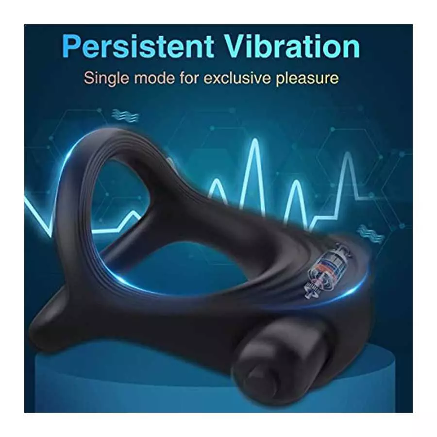 Vibrating Cock Ring Bullet Vibrator, Silicone Penis Ring with Single Vibration, Triangular Stretchy Mens Vibrator for Longer Har