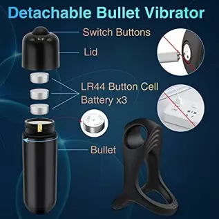 Vibrating Cock Ring Bullet Vibrator, Silicone Penis Ring with Single Vibration, Triangular Stretchy Mens Vibrator for Longer Har