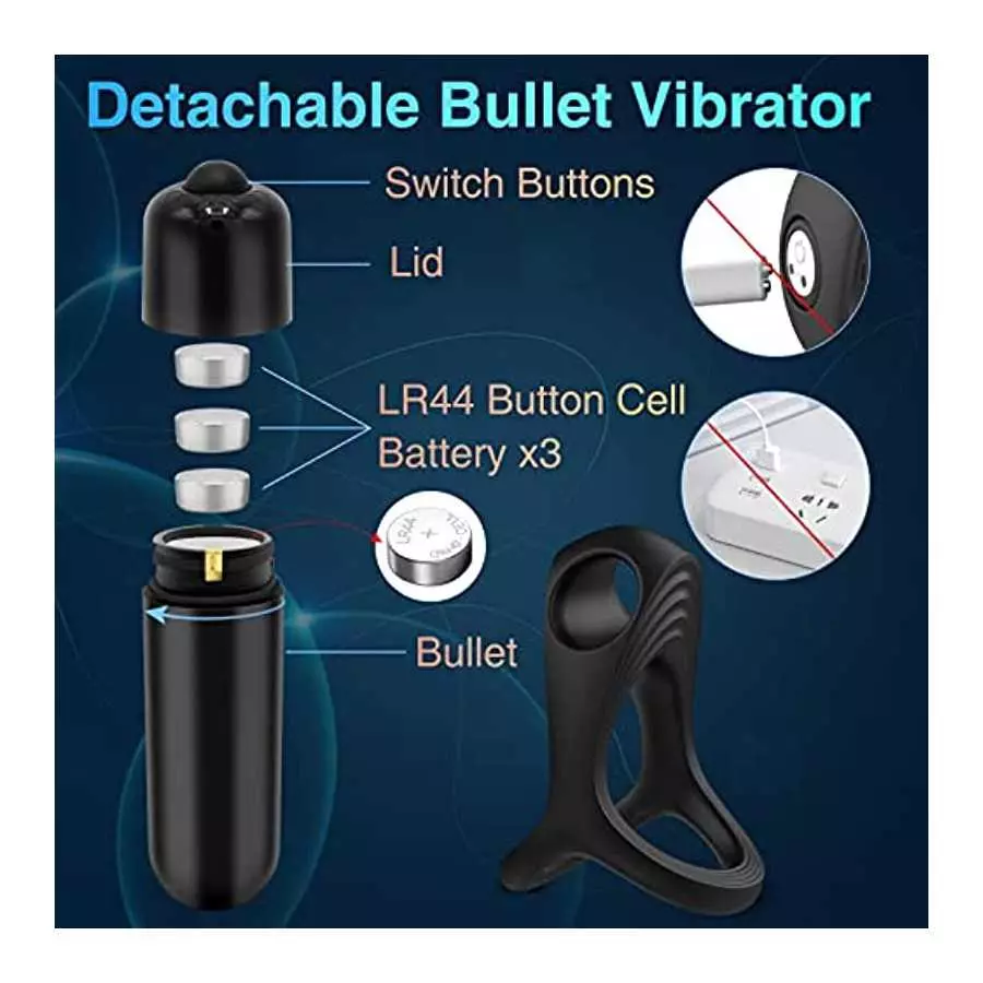 Vibrating Cock Ring Bullet Vibrator, Silicone Penis Ring with Single Vibration, Triangular Stretchy Mens Vibrator for Longer Har