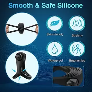 Vibrating Cock Ring Bullet Vibrator, Silicone Penis Ring with Single Vibration, Triangular Stretchy Mens Vibrator for Longer Har