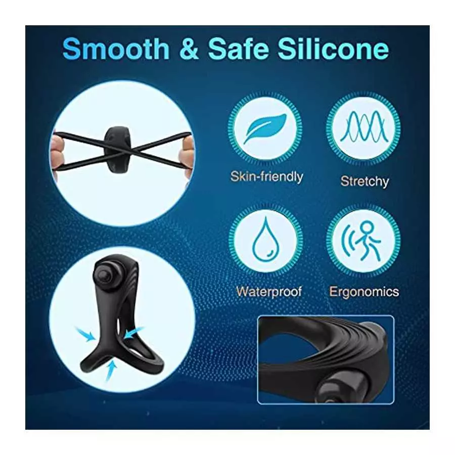 Vibrating Cock Ring Bullet Vibrator, Silicone Penis Ring with Single Vibration, Triangular Stretchy Mens Vibrator for Longer Har