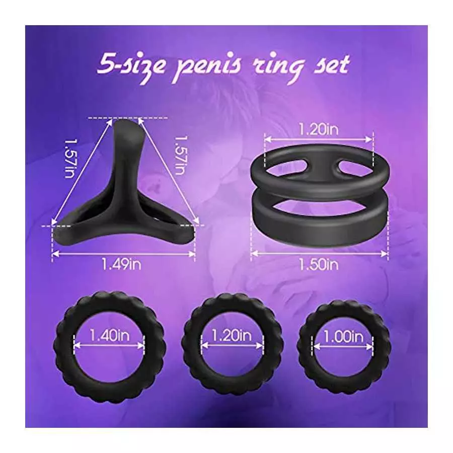 5 Sizes Penis Ring Stretchy Cock Rings for Men Erection Sex Silicone Penisring, Adjustable Men Cook Ring Cockring, Adult Sex Toy