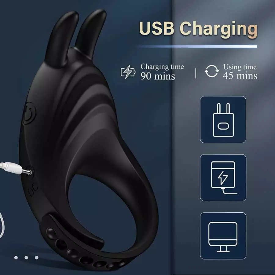 Vibrating Cock Ring Penis Rings - Sex Toys for Men Vibrator Adjustable Cock Rings with 7 Vibrators Modes, Rabbit Penis Ring for