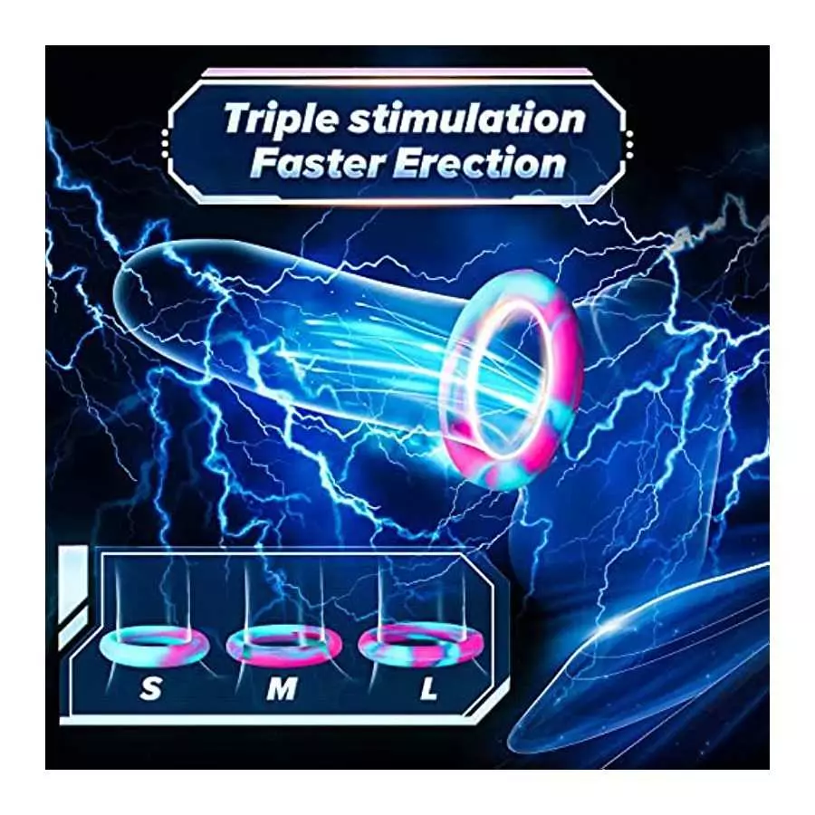 Penis Rings Male Sex Toys - 4 in 1 Super Soft Silicone Cockrings for Men's Erection, Ruusumaa Colorful Cock Ring Penis Ring Sex