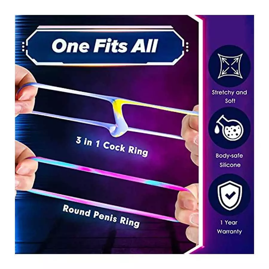 Penis Rings Male Sex Toys - 4 in 1 Super Soft Silicone Cockrings for Men's Erection, Ruusumaa Colorful Cock Ring Penis Ring Sex
