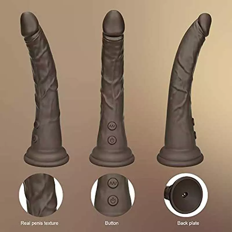 G Spot Vibrator Realistic Dildo Waterproof 8.2 Inch Silicone Black Sex Toy for Her, 7 Vibrating Modes Soft Discreet Quiet Penis 