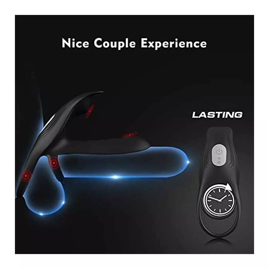 Vibrating Cock Ring, 3 in 1 Silicone Penis Ring with 10 Vibration Modes G-Spot & Clitoral Stimulator, Couple Vibrator Rechargeab