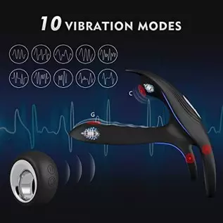 Vibrating Cock Ring, 3 in 1 Silicone Penis Ring with 10 Vibration Modes G-Spot & Clitoral Stimulator, Couple Vibrator Rechargeab