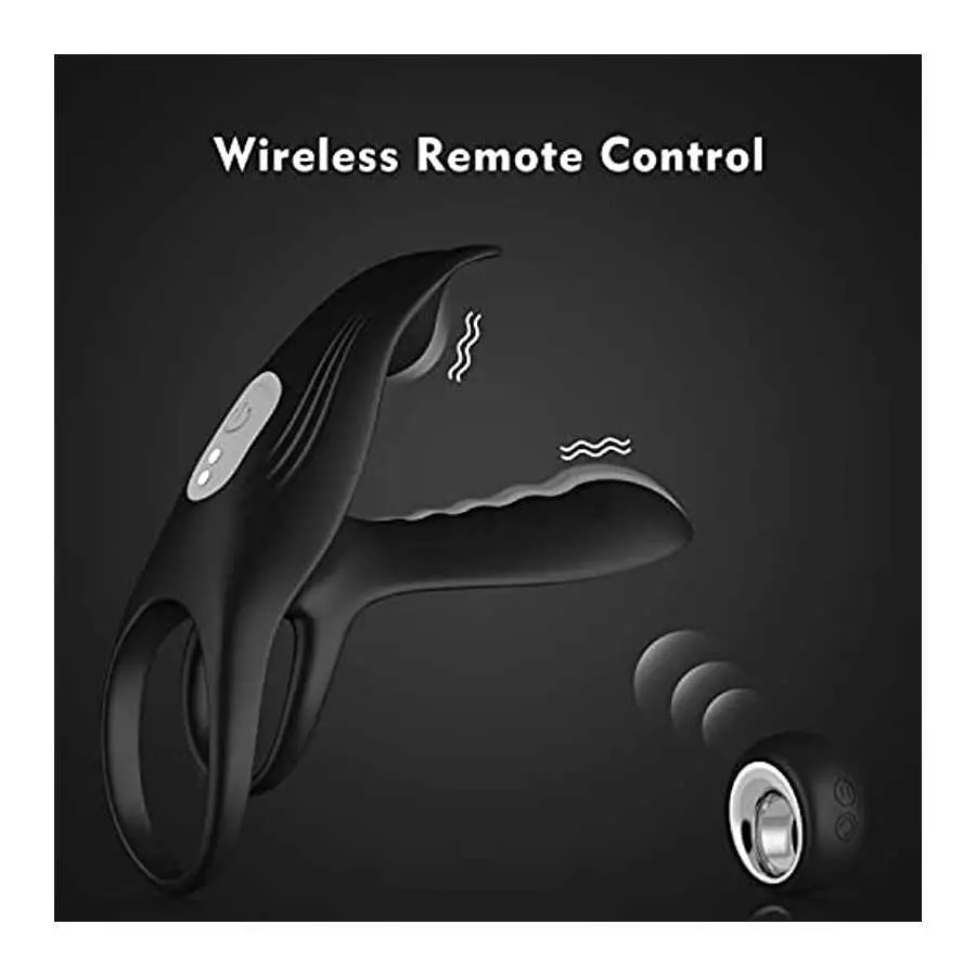 Vibrating Cock Ring, 3 in 1 Silicone Penis Ring with 10 Vibration Modes G-Spot & Clitoral Stimulator, Couple Vibrator Rechargeab