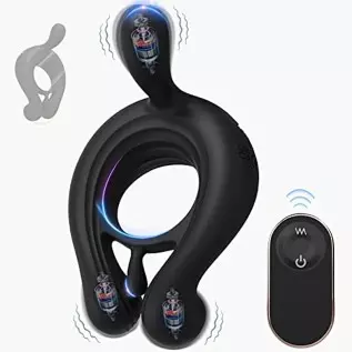 Vibrating Cock Ring 3 Bullets Penis Rings, 9 Vibration Modes Male Sex Toys, Remote Control Clit Stimulator Testicle Stimulation