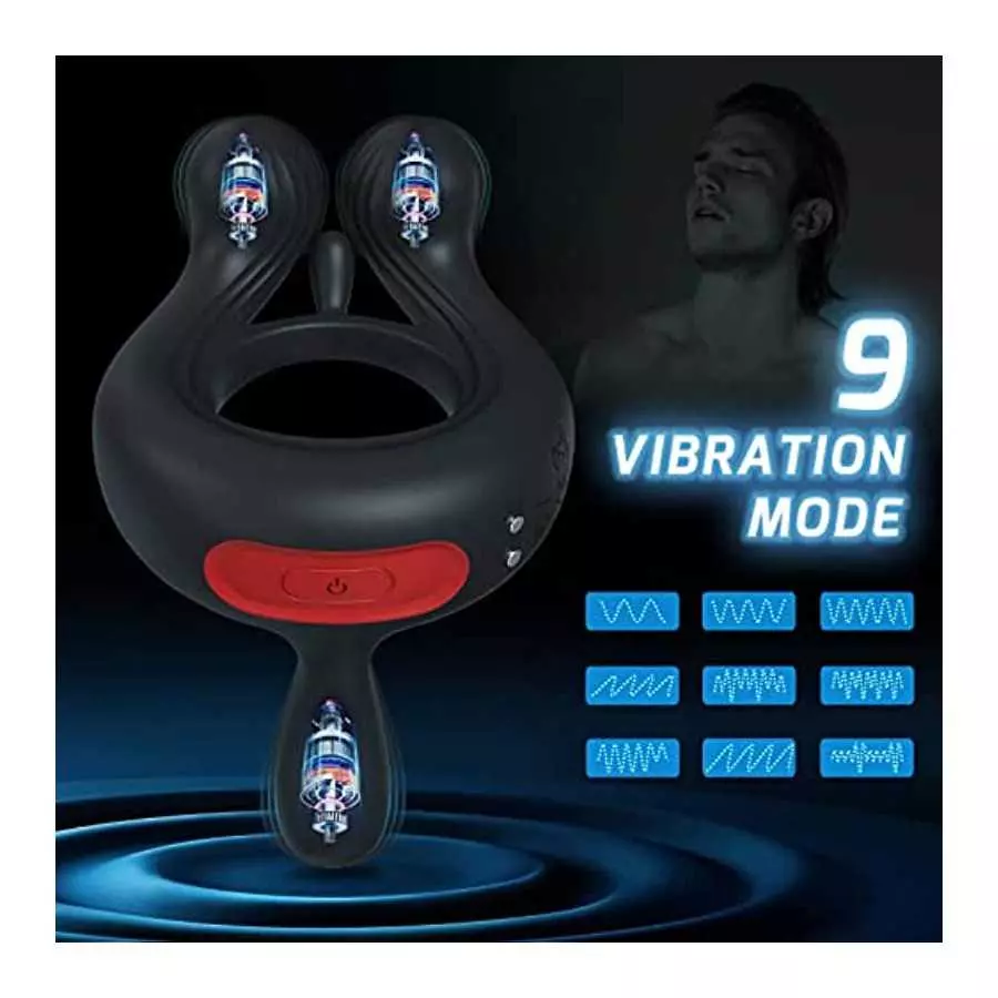 Vibrating Cock Ring 3 Bullets Penis Rings, 9 Vibration Modes Male Sex Toys, Remote Control Clit Stimulator Testicle Stimulation
