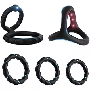 New Pc5 Silicone Penis Ring Combo Set, Enhance Erection Fun, Soft Silicone Penis Ring, Elasticity, Make Penis Longer, Harder, Lo