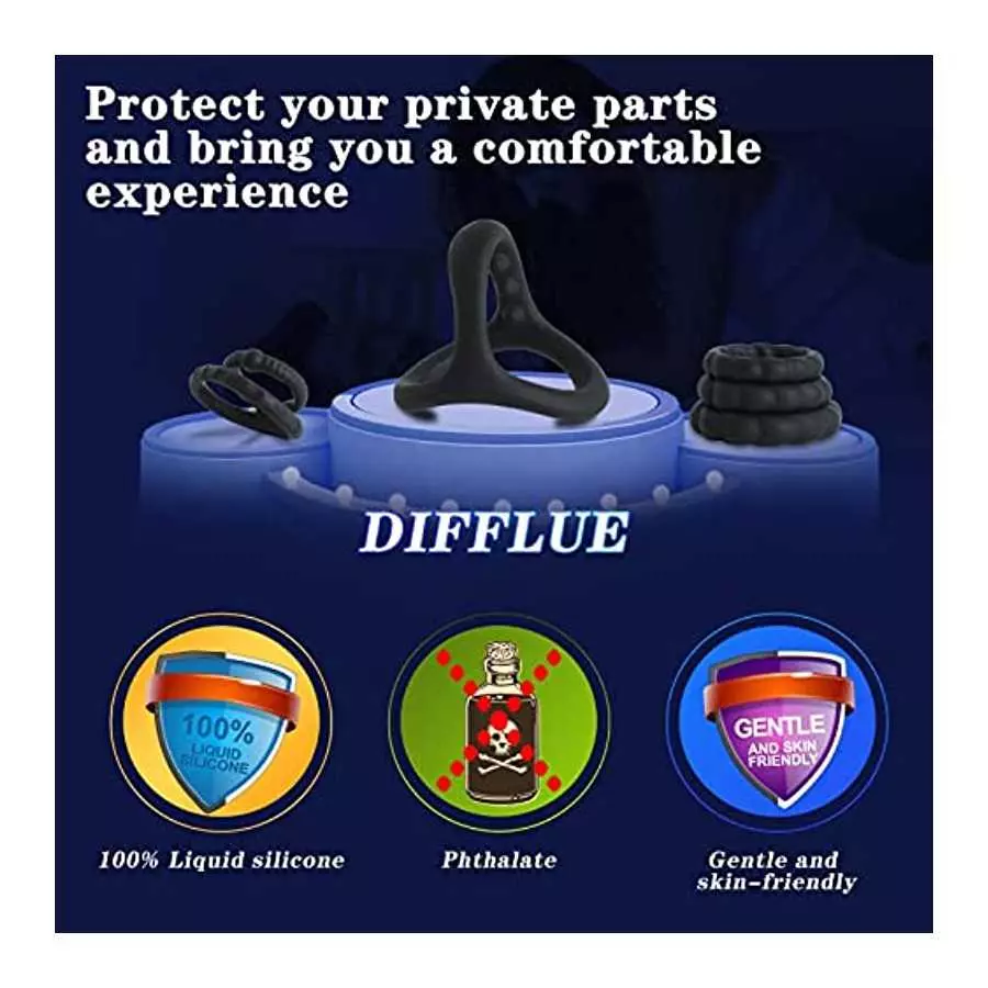 New Pc5 Silicone Penis Ring Combo Set, Enhance Erection Fun, Soft Silicone Penis Ring, Elasticity, Make Penis Longer, Harder, Lo