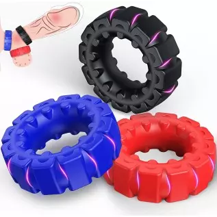 0.47" Ultra-Thick Cock Ring Set with Stretchy - SEXY SLAVE Owen, Tire Design Penis Ring for Men Erection Enhancing, Silicone Coc