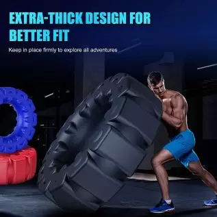 0.47" Ultra-Thick Cock Ring Set with Stretchy - SEXY SLAVE Owen, Tire Design Penis Ring for Men Erection Enhancing, Silicone Coc