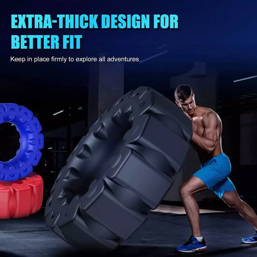 0.47" Ultra-Thick Cock Ring Set with Stretchy - SEXY SLAVE Owen, Tire Design Penis Ring for Men Erection Enhancing, Silicone Coc