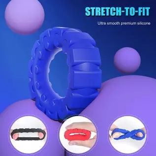 0.47" Ultra-Thick Cock Ring Set with Stretchy - SEXY SLAVE Owen, Tire Design Penis Ring for Men Erection Enhancing, Silicone Coc