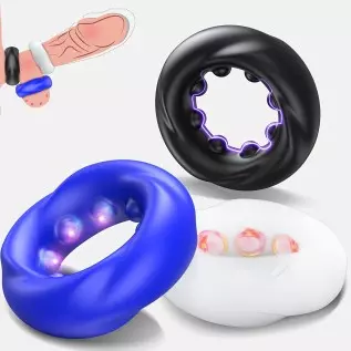 0.47" Ultra-Thick Cock Ring Set with Stretchy - SEXY SLAVE Owen, Tire Design Penis Ring for Men Erection Enhancing, Silicone Coc