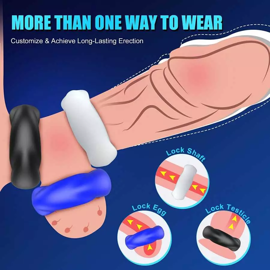 0.47" Ultra-Thick Cock Ring Set with Stretchy - SEXY SLAVE Owen, Tire Design Penis Ring for Men Erection Enhancing, Silicone Coc