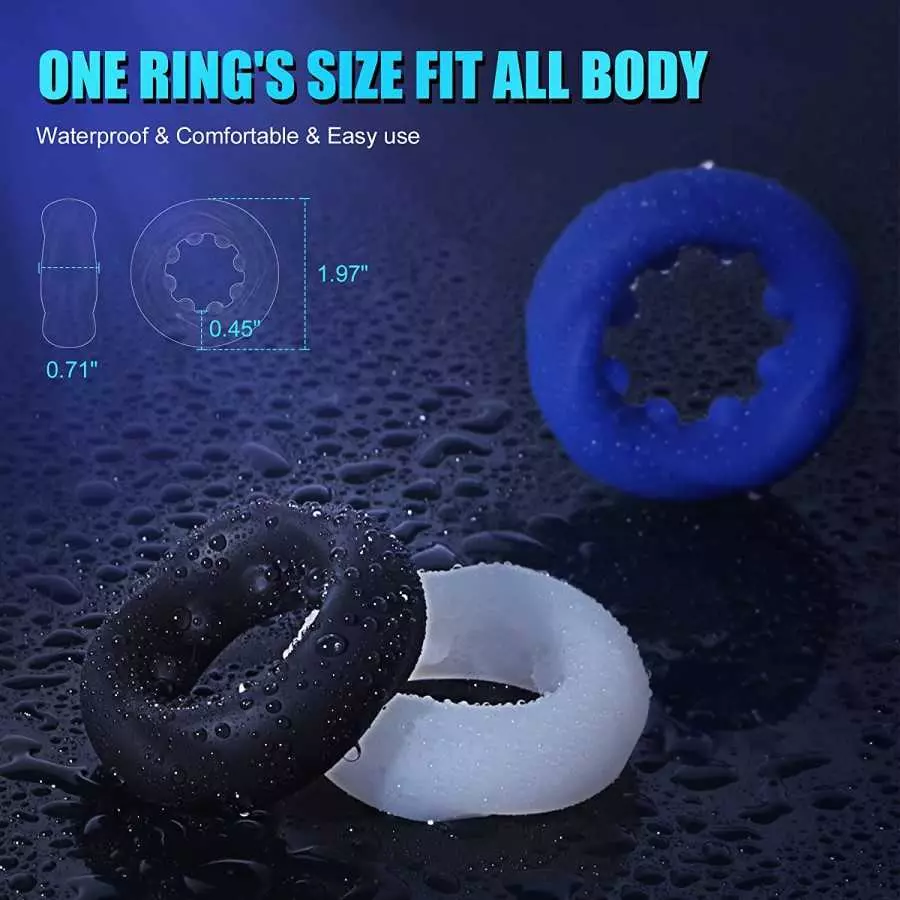 0.47" Ultra-Thick Cock Ring Set with Stretchy - SEXY SLAVE Owen, Tire Design Penis Ring for Men Erection Enhancing, Silicone Coc