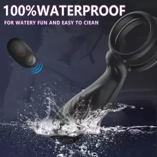 Vibrating Penis Ring with Remote Control for Men Couples,Dual Cock Rings Soft Silicone 10 Vibration Mode Rabbit Clit Vibrators S