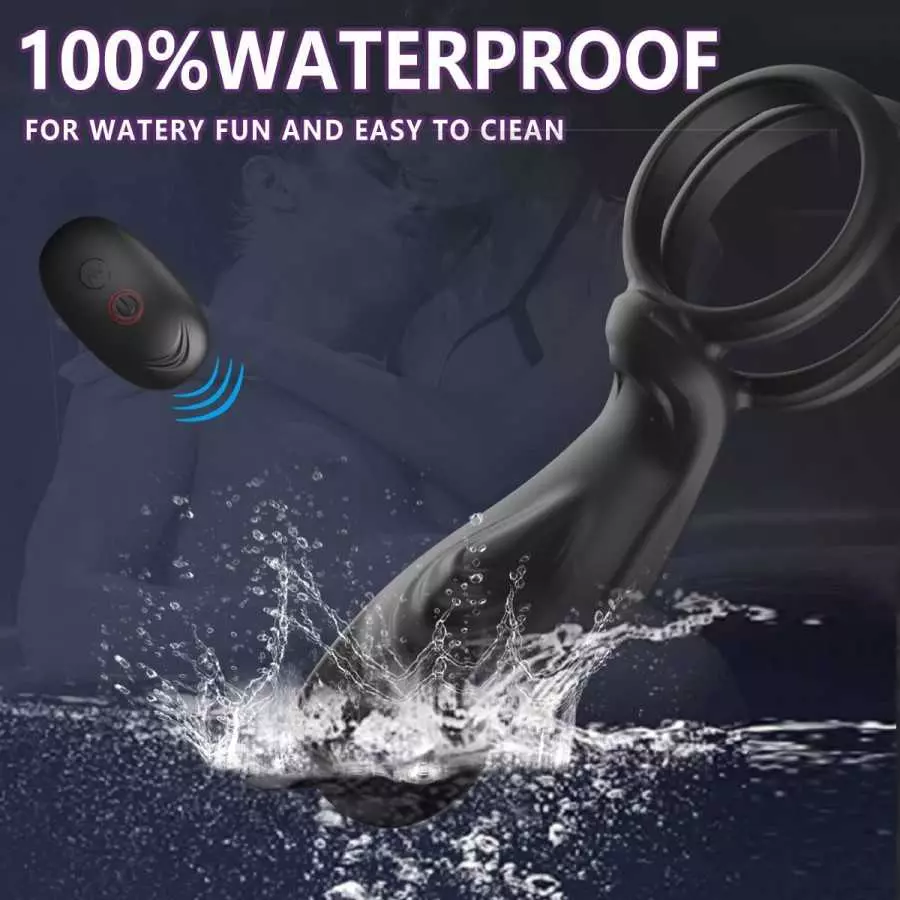 Vibrating Penis Ring with Remote Control for Men Couples,Dual Cock Rings Soft Silicone 10 Vibration Mode Rabbit Clit Vibrators S