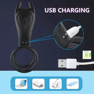 Vibrating Penis Ring with Remote Control for Men Couples,Dual Cock Rings Soft Silicone 10 Vibration Mode Rabbit Clit Vibrators S